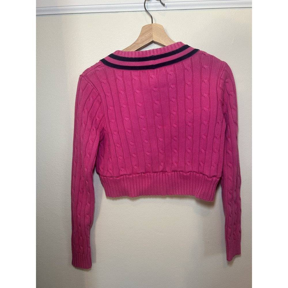 Vintage Ralph Lauren Sport Pink Cropped Cricket Sweater - Y2K Preppy Coquette - Picture 5 of 7